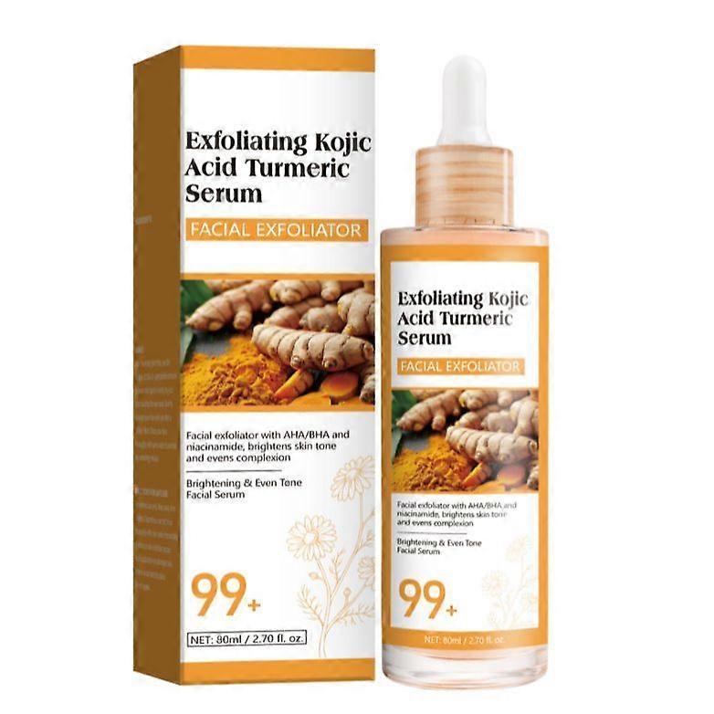 Exfoliating Kojic Acid Turmeric Serum, AHA/BHA & Niacinamide Facial Exfoliator, Brightening & Even Tone Face Serum for Dark Spots, 80ml