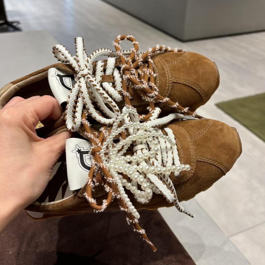 Fashion Pearl Shoe Flower DIY Oblique Round Shoelaces Shoe Decoration Accessories for Sneakers Casual White Shoe German Trainers
