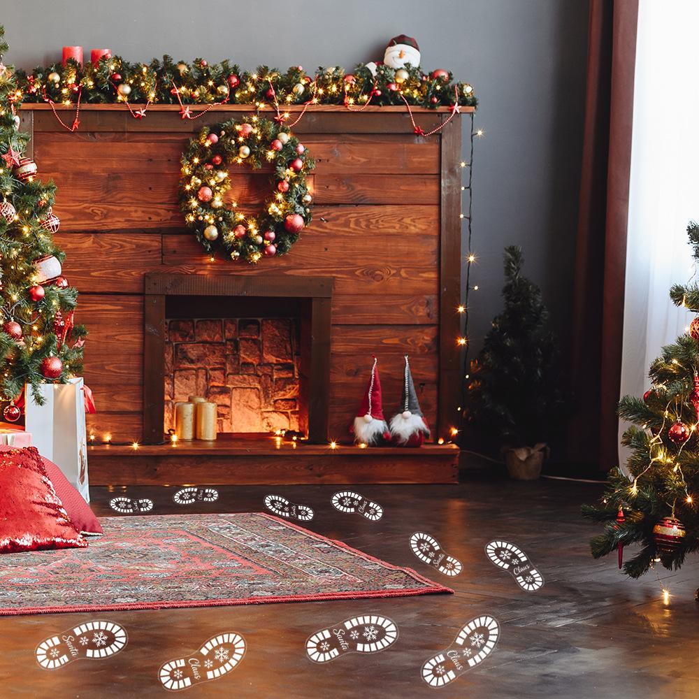 Christmas Snow Footprints in The Bedroom, Living Room, Entrance Hall, Festive Atmosphere Decorations, Stickers