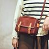Literary And Retro Youth Handmade Vegetable Tanned Leather Neutral Mail Carrier Bag First Layer Cowhide Casual Leather Messenger Women'S Bag Square