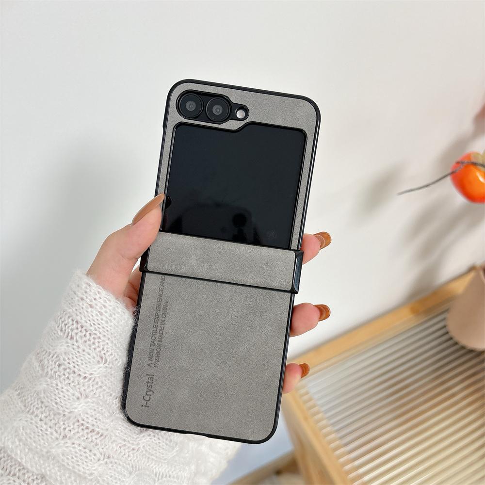 Z Flip7 Business for Hinge Protection Case for Samsung Galaxy Z Flip 7 3 4 6 Z6 z7 flip Flip6 Matte PU Leather Cover