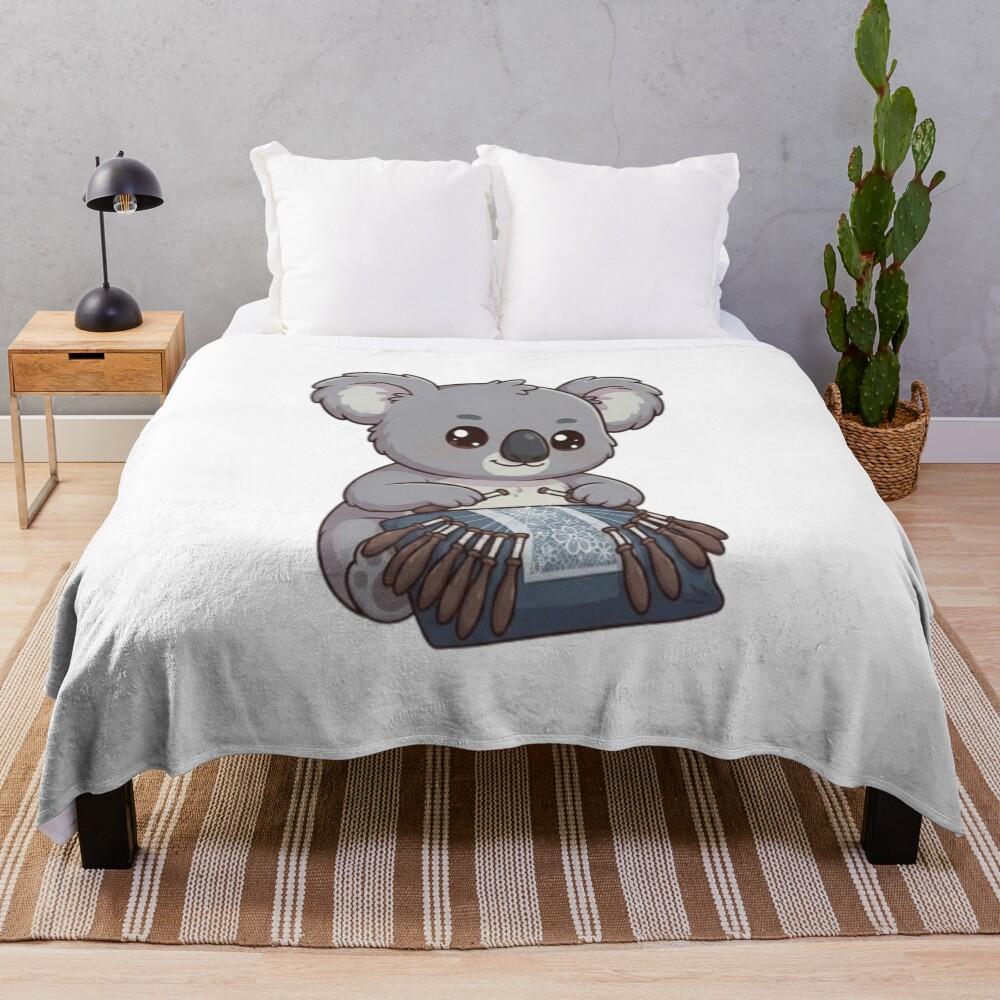 Cute Koala Bobbin Lace Making Throw Blanket