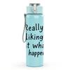 1PC Really Liking That What's Happening Letter 750ml Color Plastic Sports Water Bottle Leakproof Flip Straw Lid Suitable for Sports Office Home Use