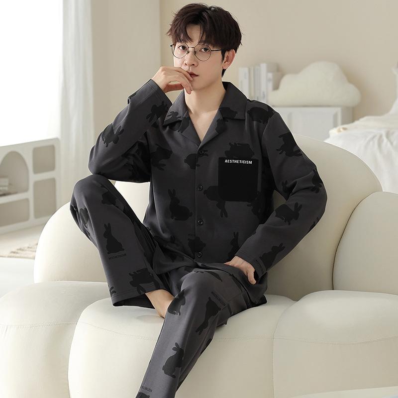 Couple Pajamas Pure Cotton Long-Sleeved Women'S Cute Men Can Wear Loungewear Suit