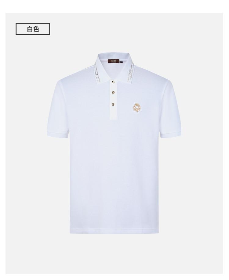Men's Short-Sleeved Polo Shirt with Hot Diamond Collar and Embroidery