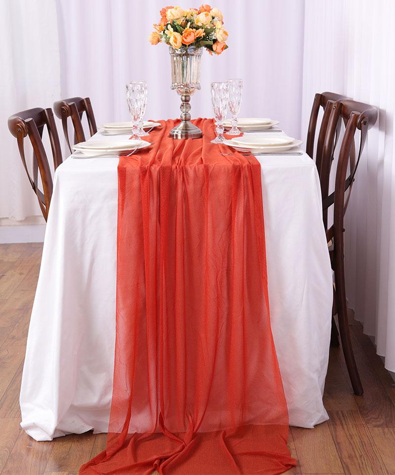 Chiffon Table Runner Romantic Sheer Wedding Table Runner Glitter Tulle Fabric Decorations for Wedding, Birthday Party,Dinner