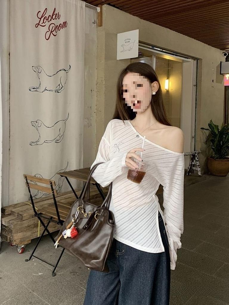Tshirt Oversize Knit Blouse With Embroidery For Women Spring 2025