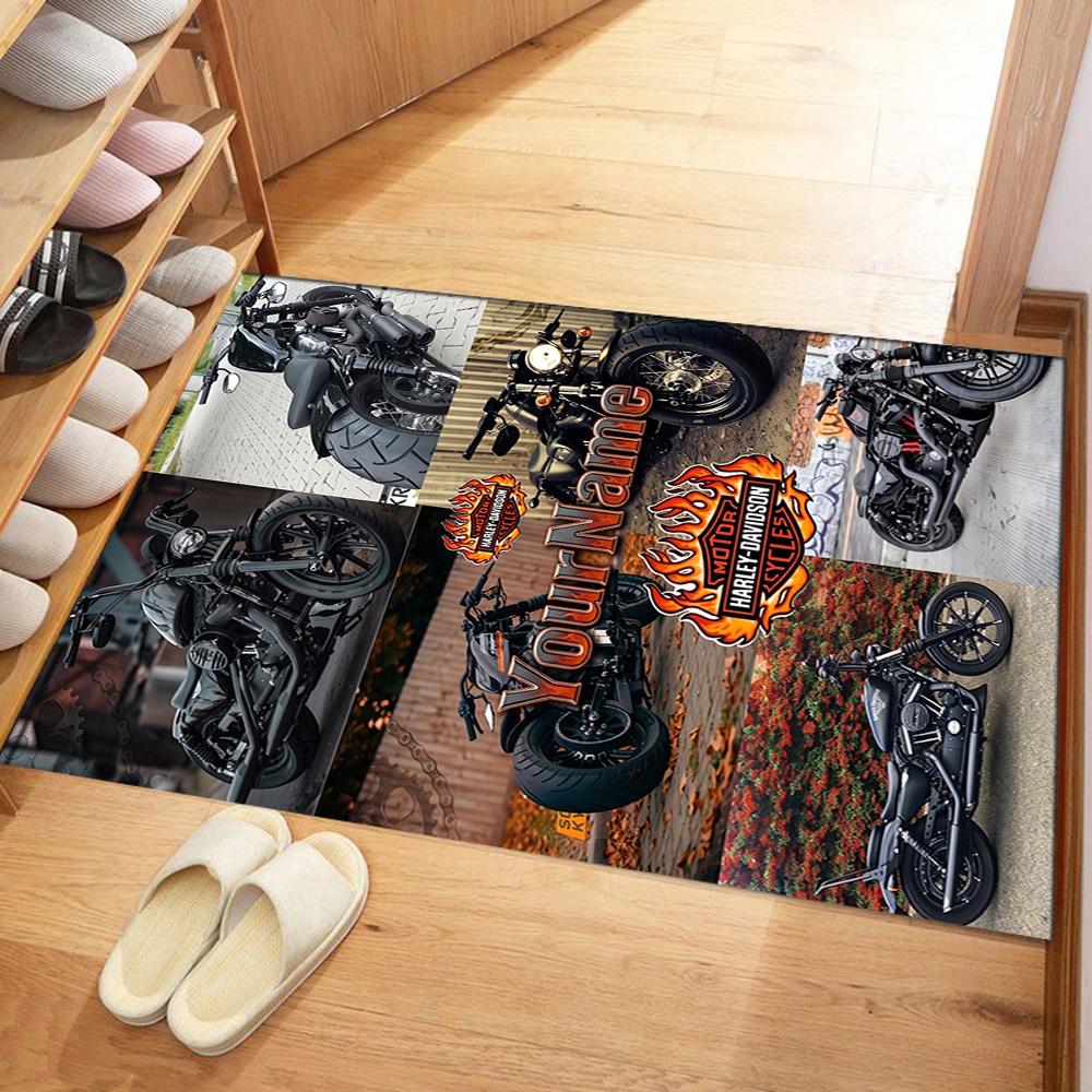 Harley-davidson Motorcycles Customizable Name Carpet Perfect for Decorate Room Entryway Bedrooms Dining Room Anti-slip Rug Office Home Decor