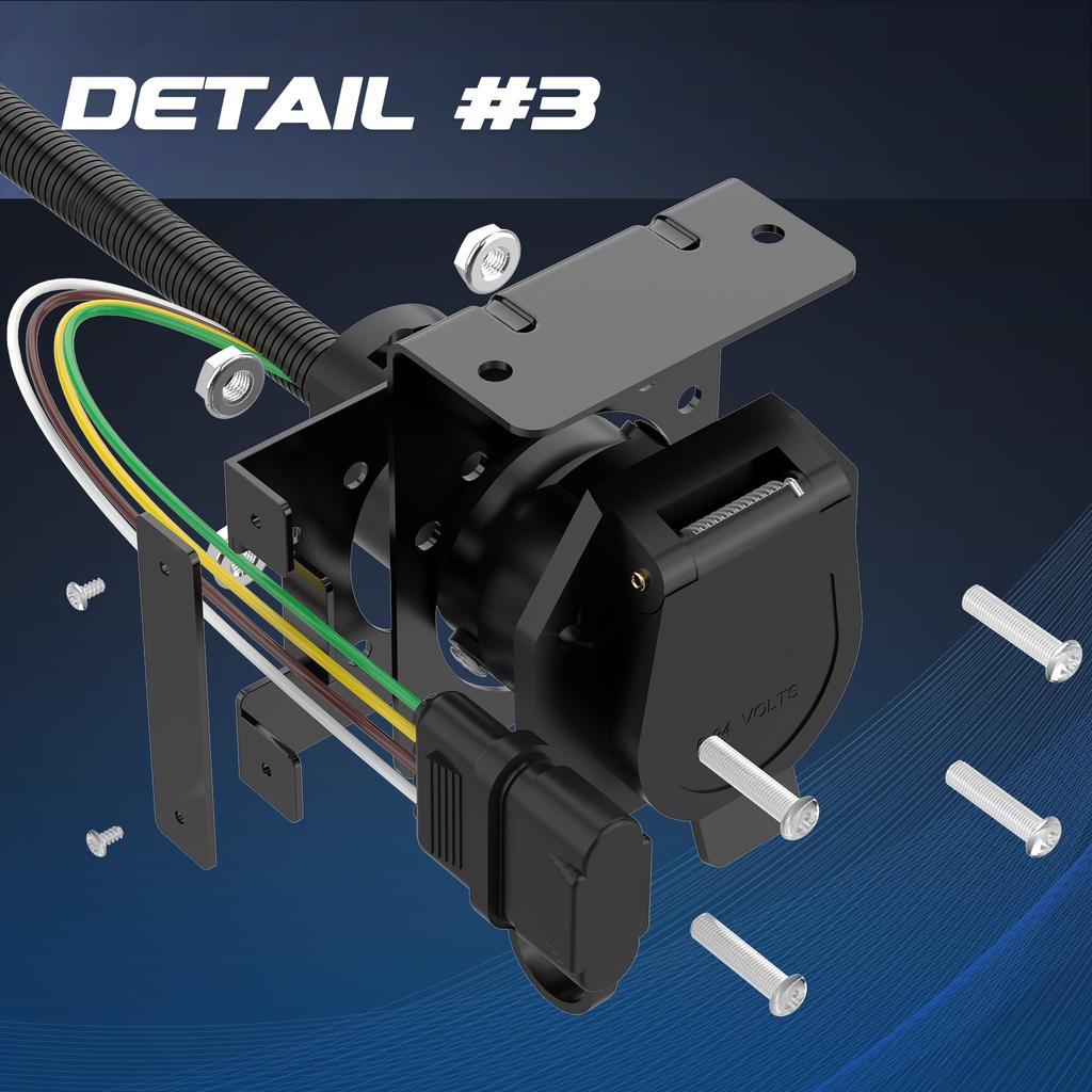 4 Way To 7 Way RV Blade & 4 Way Flat Trailer Wiring Adapter Dual Output Connector Kit with Mounting Bracket for Truck RV Trailer