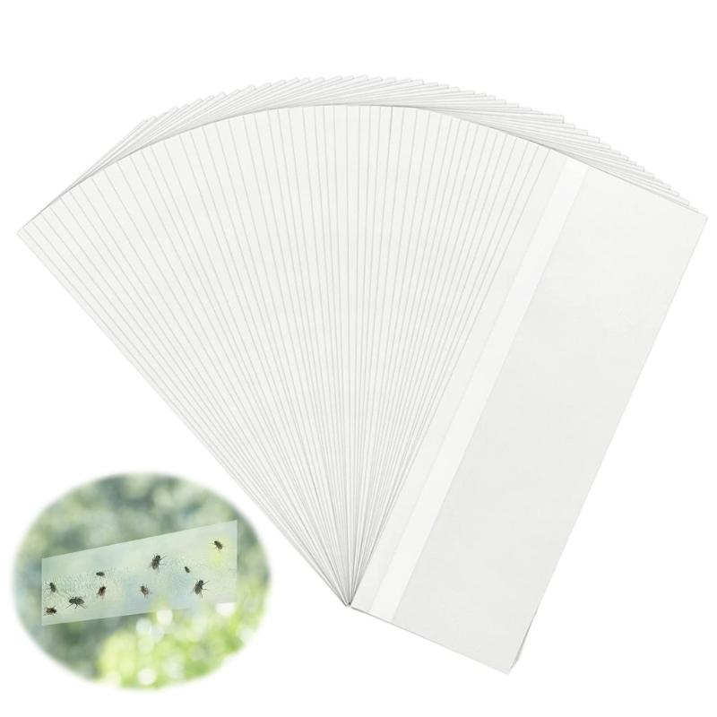 50Pcs Strong Fly Traps Sticky Board Fly Control Adhesive Tape Powerful Fly Catcher Sticker Sheet Clear Window Fly Trap