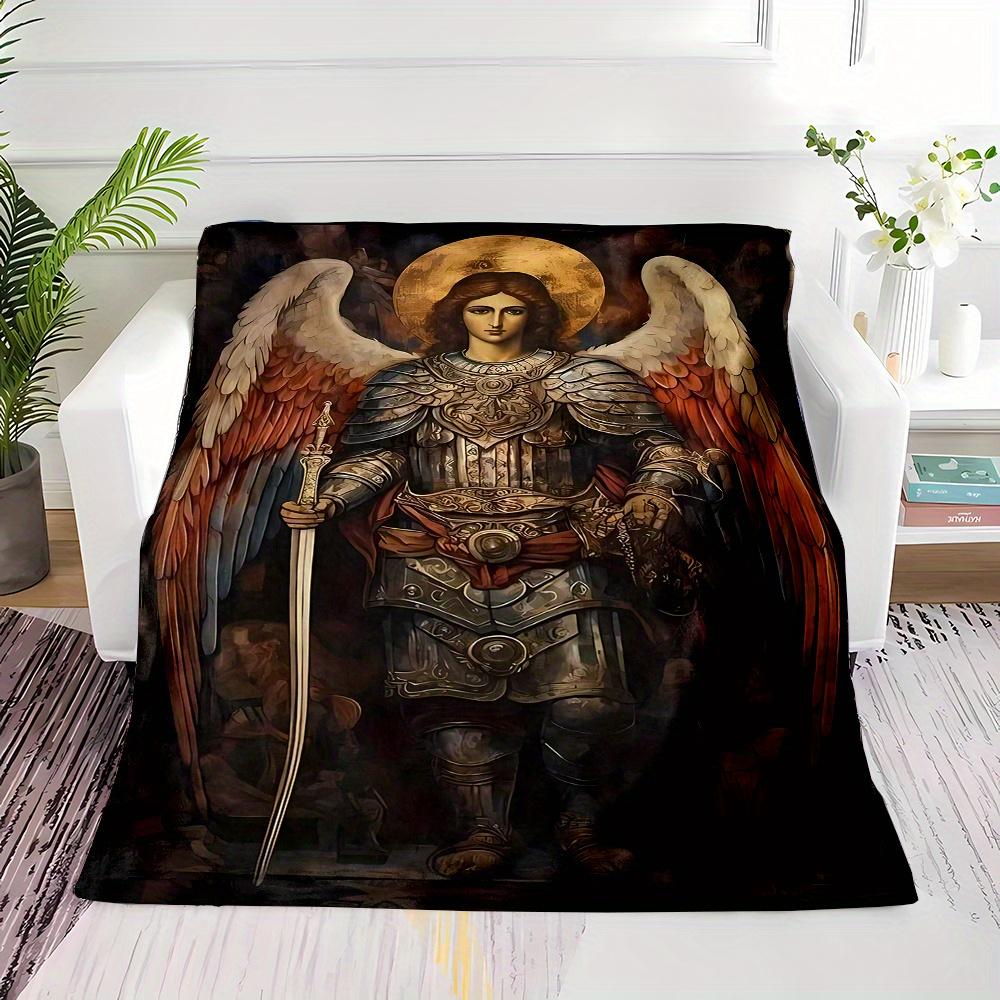 Archangel Michael Flannel Blanket – Reversible Digital Print – Lightweight Polyester Throw – Versatile All-Season Decor 130x150cm51x59in