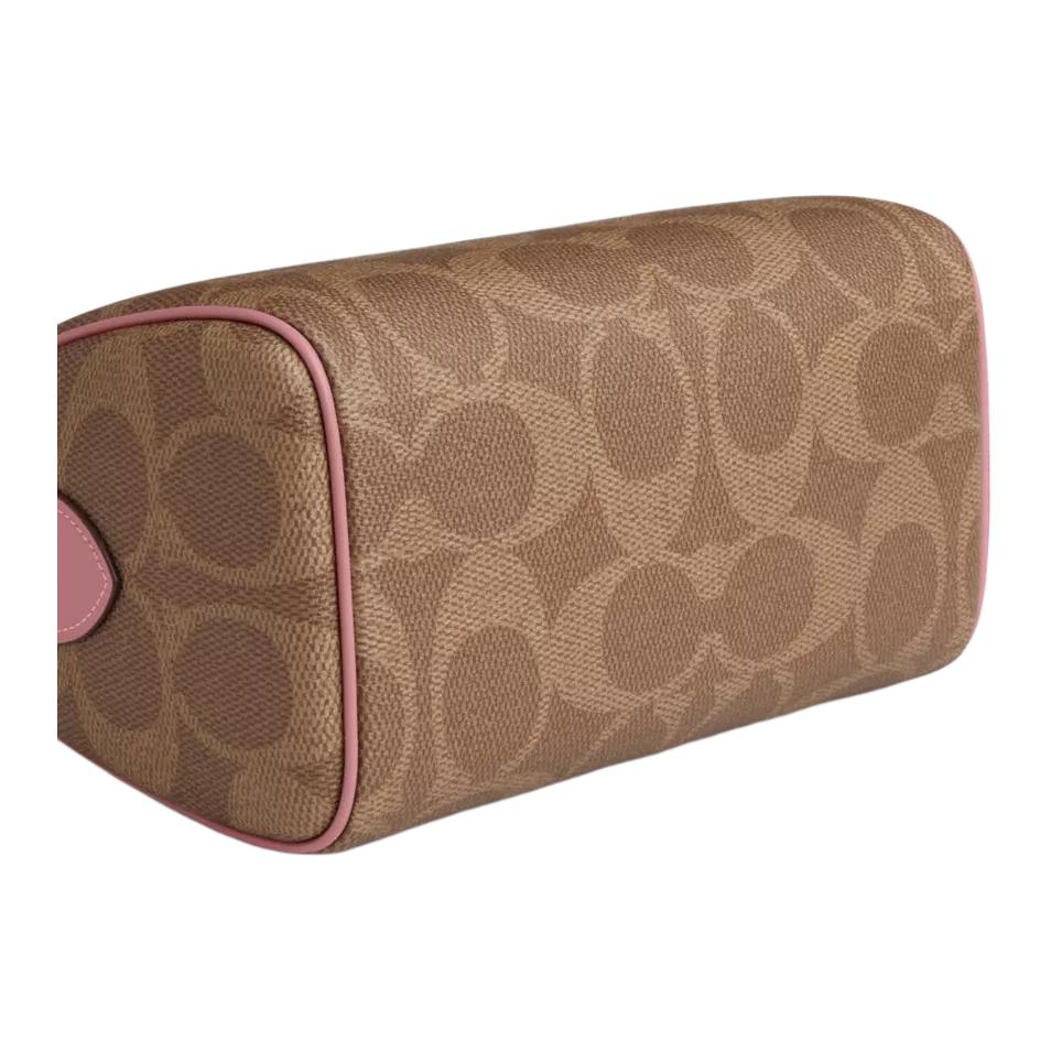COACH RowanSATCHEL Signature Coated Canvas Crossbody Handbag Medium Women's Pink Brown CCD76-SVYGG
