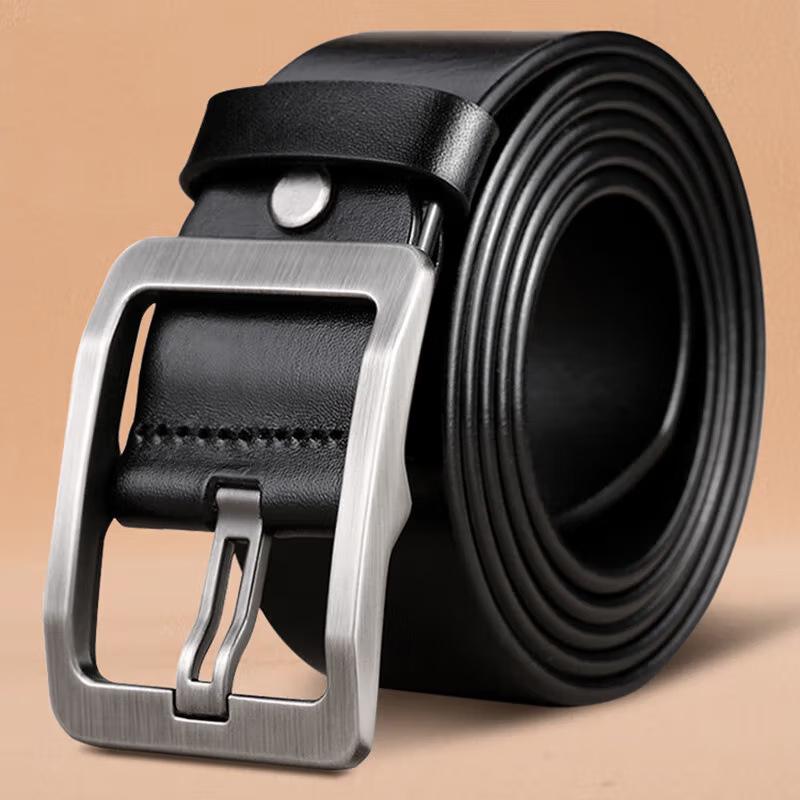 Men's Retro Genuine Leather Belt - Pin Buckle Cowhide Waist Belt for Business and Casual Wear, Suitable for Middle-Aged and Young Men.