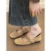 French Square Head Mary Jane Shoes 2025 New Gentle Flat Bottom Shallow Mouth Temperament Evening Single Shoes
