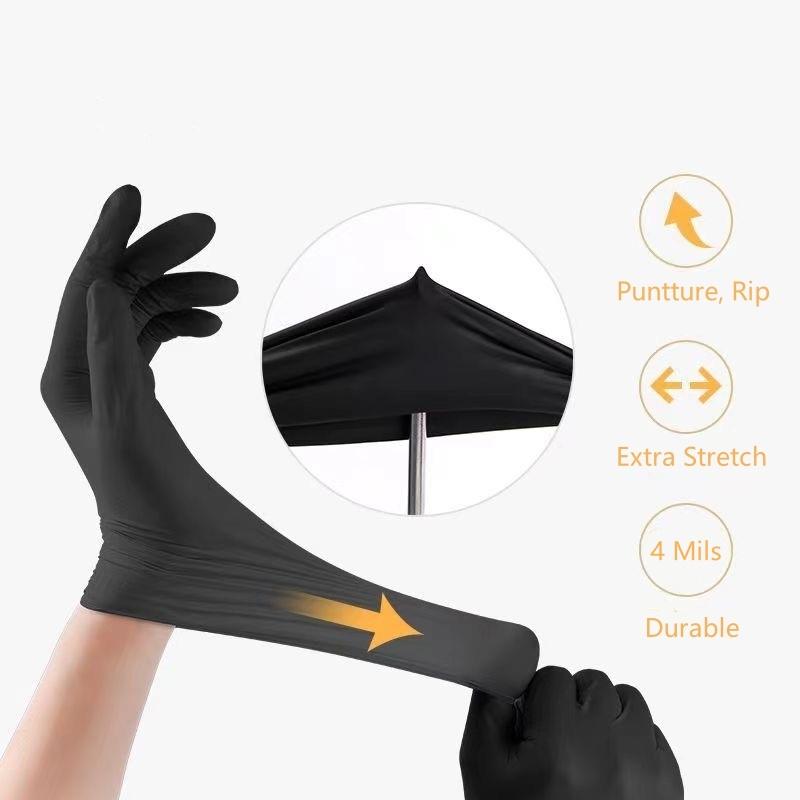 20/100PCS Black Nitrile Gloves Disposable Powder Free Household Cleaning Gloves for Beauty Salon Tattoo Working Kitchen Gloves