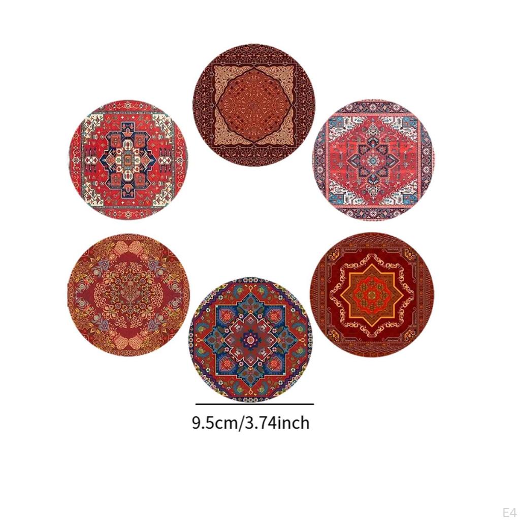 6 ks Tepelně izolační podložky pod hrnky Barevný vzor Podložky pod šálky s potiskem Opakovaně použitelné Kulaté podložky pod nápoje