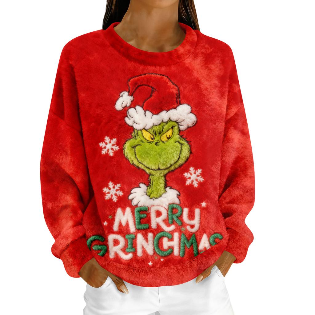 Women's Fleece Hoodie Long-Sleeve Round  Neck Casual Comfortable Loose-Fit Lightweight Women's Hoodie