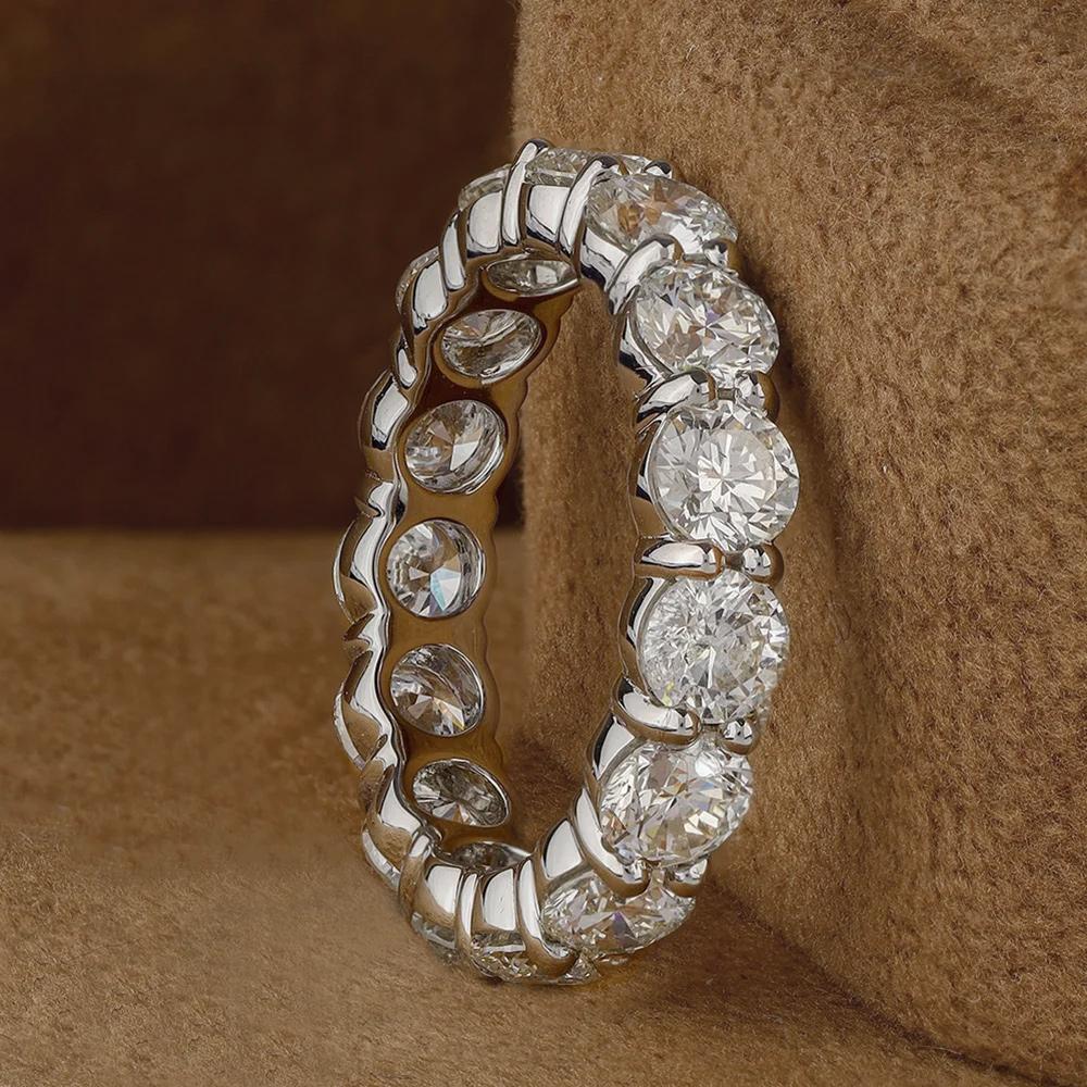 FEOBUR 2/3/4/5mm Full Moissanite Eternity Rings S925 Silver Plated 18k White Gold Diamond Wedding Band for Women Men Jewelry