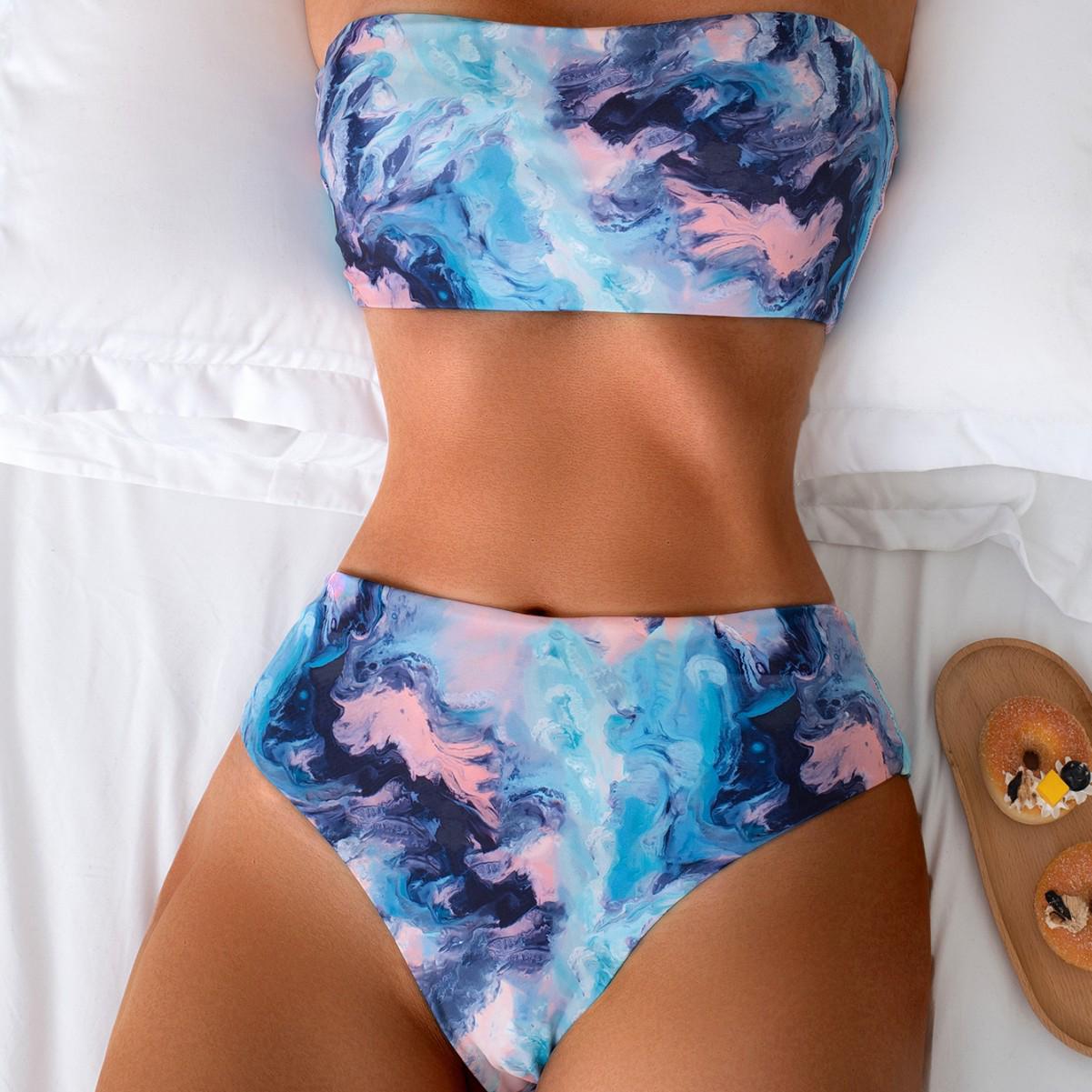 

Women s One-Shoulder Tie-Dye High-Waisted Bikini M
