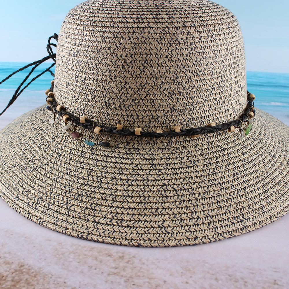 Summer Fashion Straw Dome Bucket Hat Seaside Vacation Sunscreen Sunshade Beach Hat Women's Straw Hat Customization