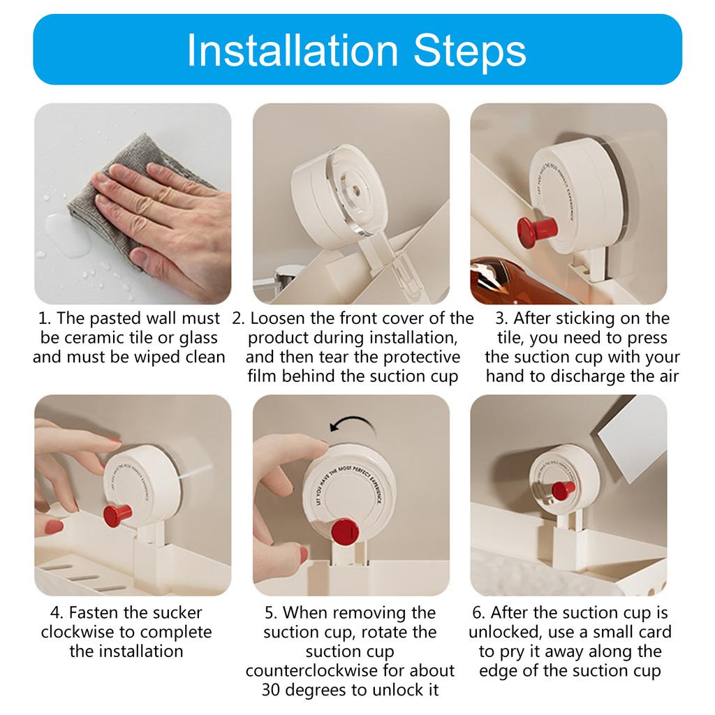 Multipurpose Suction Cup Shelf Easy Install & Not Drilling Versatile Suction Cup Organizers for Kitchen & Bathroom