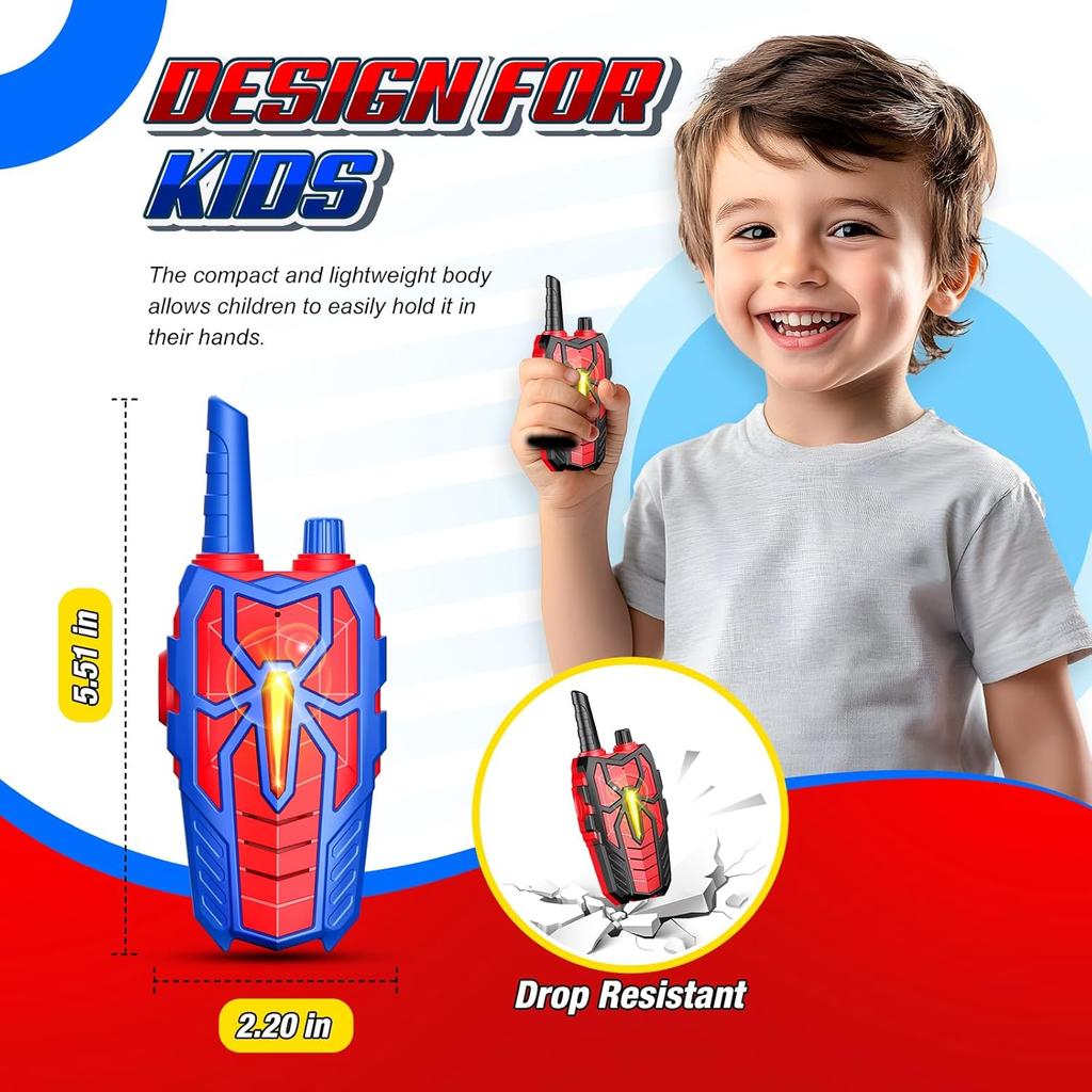 Rechargeable Walkie Talkies for Kids : Christmas Toys Gifts for Boys Ages 3 4 5 6 7 8 9 10 Kids Walkie Talkies 2 Pack Outdoor Hiking Toy for 5-7 Year