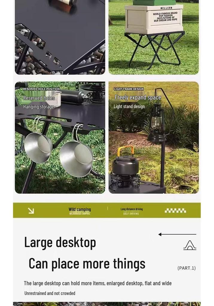 Lightweight Portable Outdoor Folding Camping Table - Tactical Multi-functional IGT Tea & Picnic Table for Field Cooking.