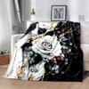 Stained Glass Rose Flannel Blanket,Lightweight,Office Blanket,Sofa Blanket,Comfortable Blanket