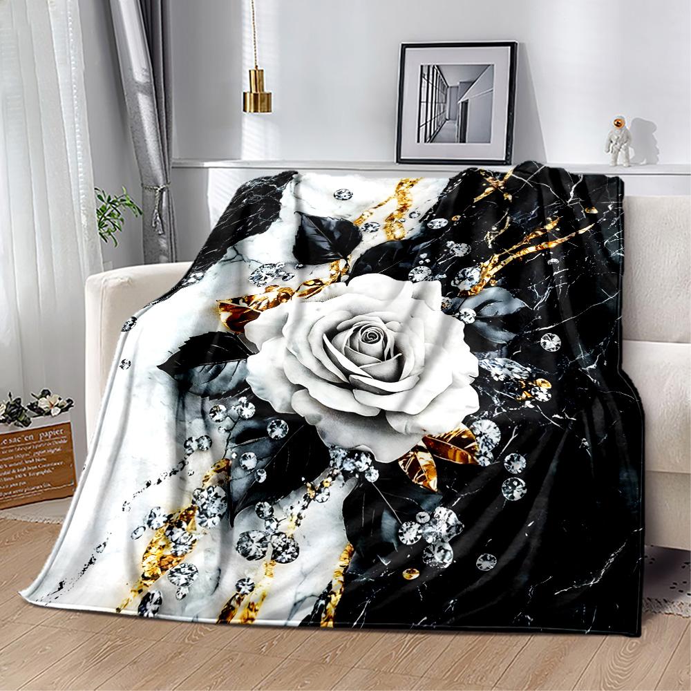 Stained Glass Rose Flannel Blanket,Lightweight,Office Blanket,Sofa Blanket,Comfortable Blanket