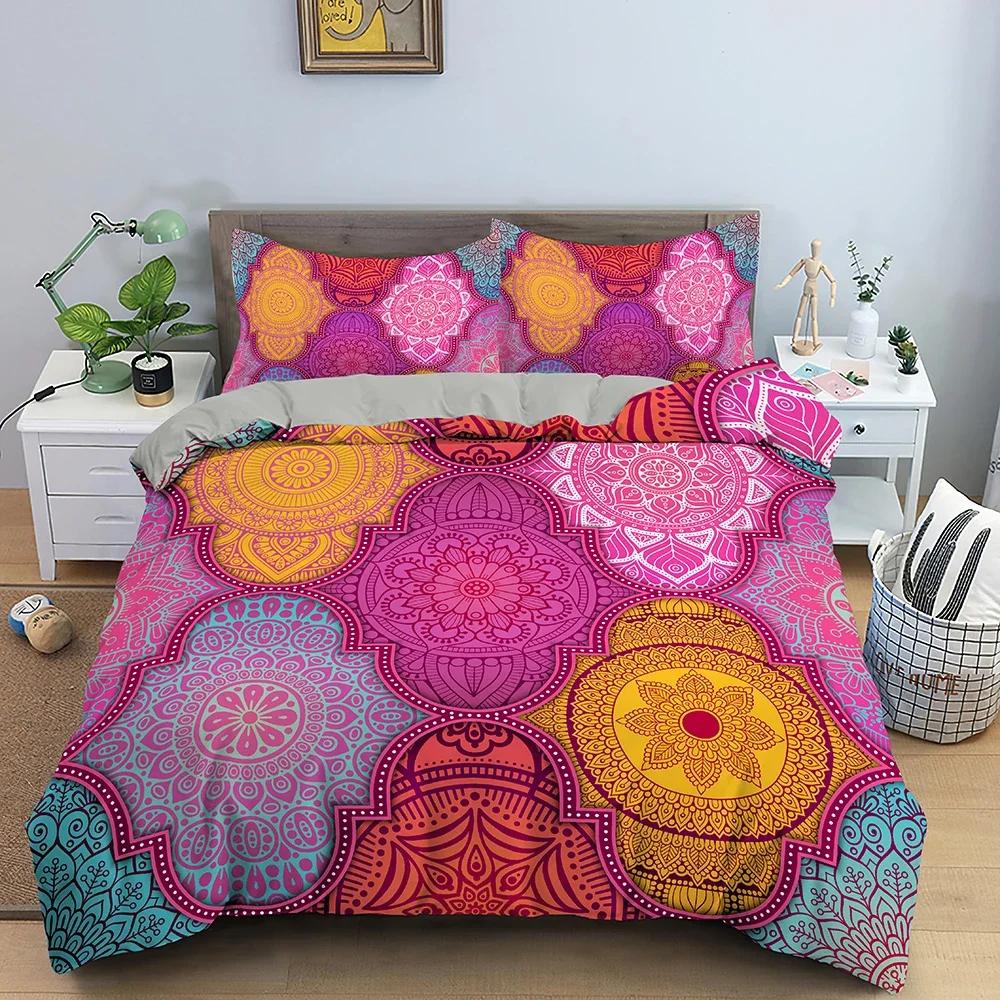 Mandala Pattern Bedding Set Floral Flower Duvet Cover Set Luxury Cozy Quilt Cover For Bedroom King Full Twin Bedclothes 2/3Pcs