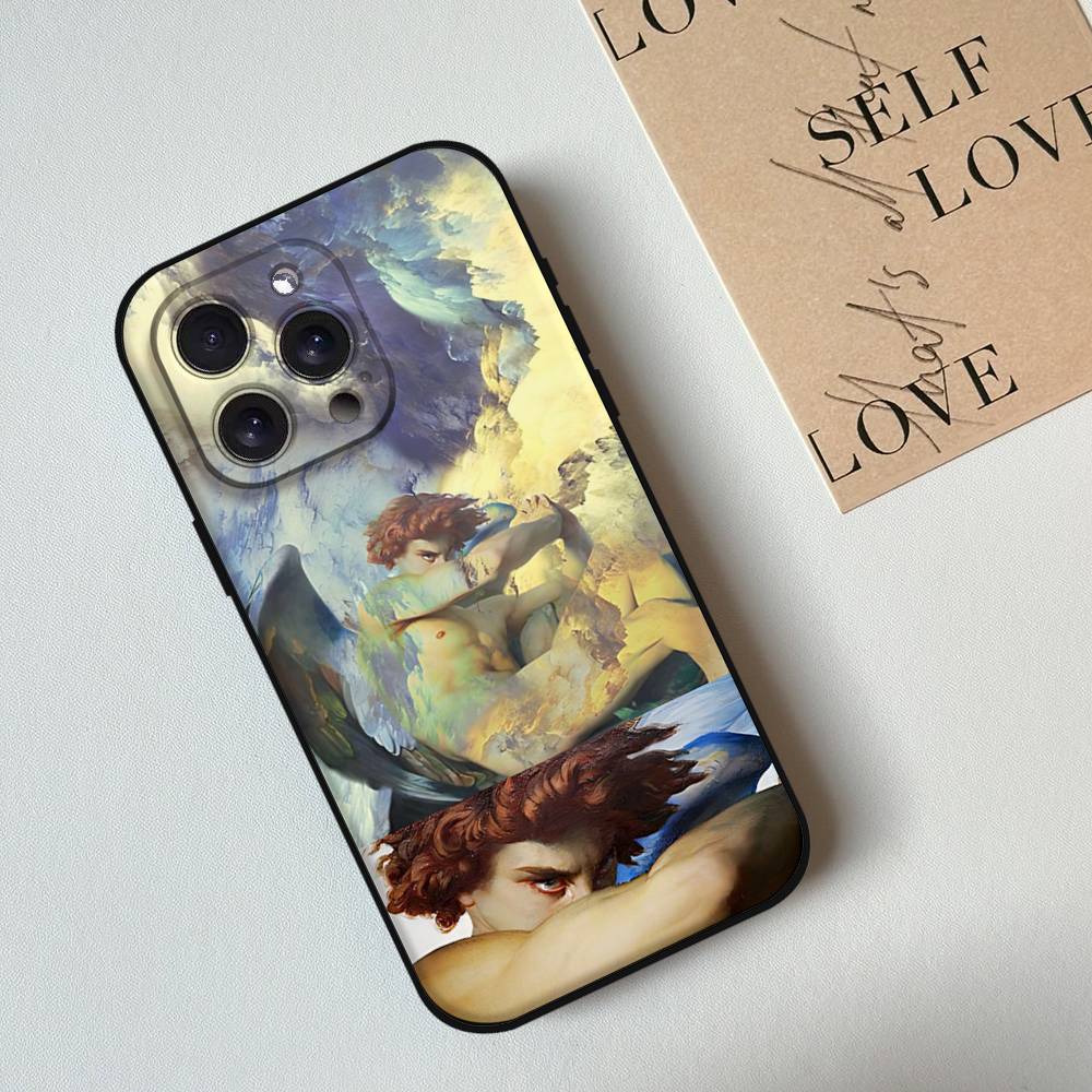 Painting The Fallen Angel A-Alexandre Phone Case For Iphone 17 16 15 11 13 14 Pro Max X Xr Xs Max 12mini Black Shell Cover Case