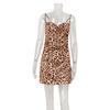 Sexy Women's Clothing European and American Style Fashion Leopard Print Swing Collar Backless Slim Holiday Style Suspender Dress