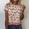 Women's Casual Loose Fit Short Sleeve Top Floral Geometric Print Lightweight Summer Tee Shirt for Everyday Wear