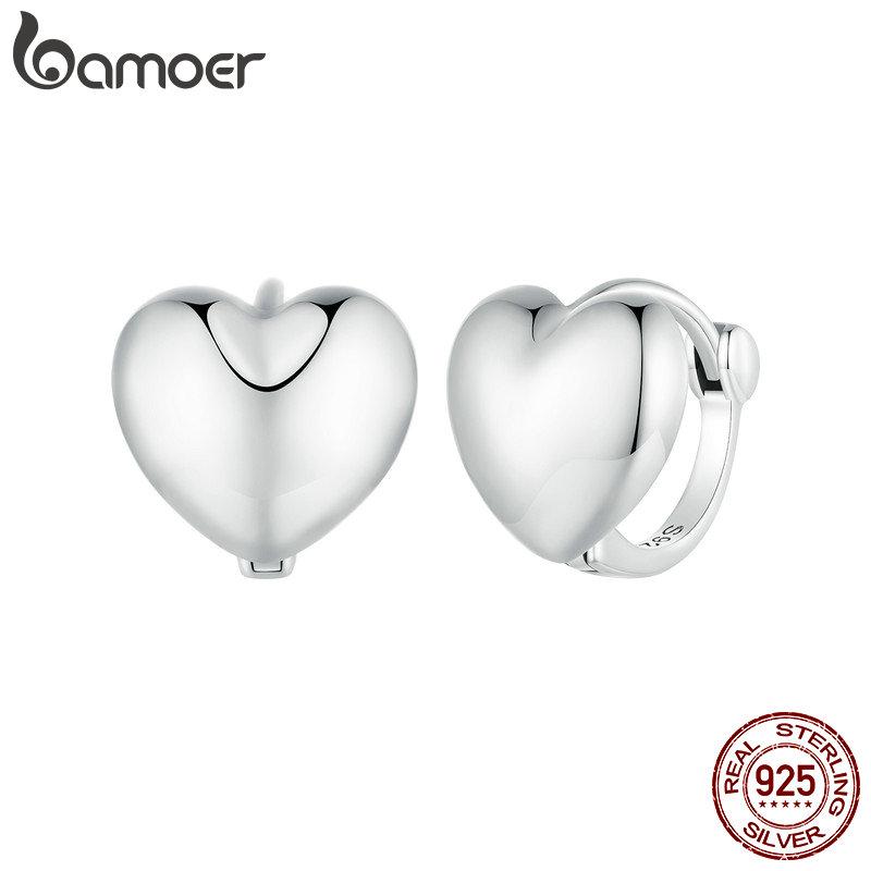 2 Paia Orecchini A Cerchio In Argento 925, A Forma Di Cuore E Con Zirconi, 18-19 Mm, Per Donna E Ragazza