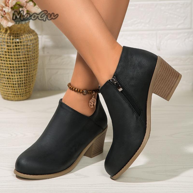 Fashion Women Booties 2025 Autumn Suede Chelsea Boots Women Fashion Size 43 Platform Boots Side Zipper Heeled Ankle Boots Botas DeMujer