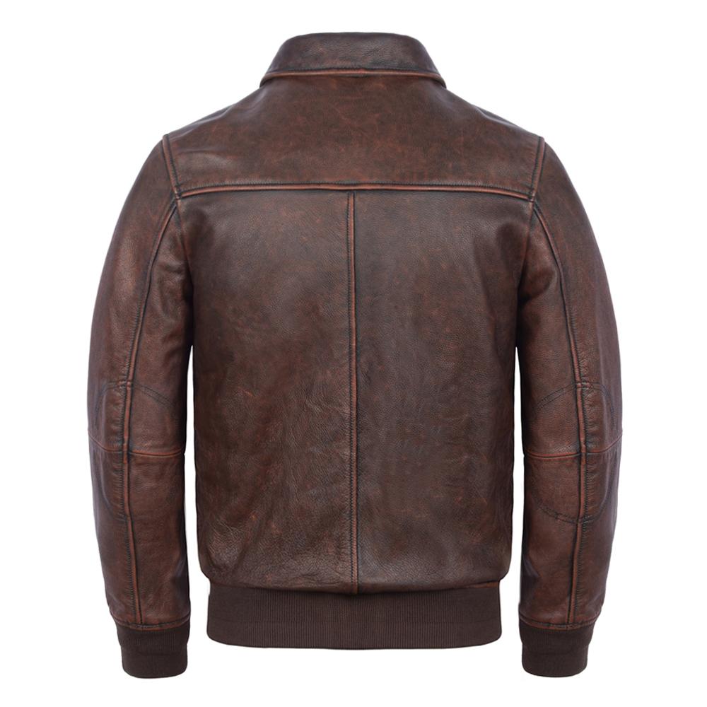 Vintage Red Brown Men Genuine Leather Jacket Real Cow Coat Man Military Pilot Jackets Air Force Flight Suit Spring Autumn