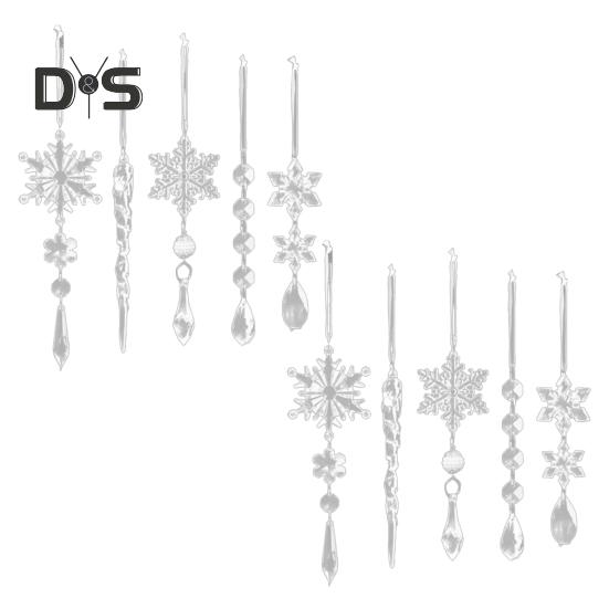 

10/30 шт. искусственных хрустальных рождественских украшений, набор украшений в виде снежинок и сосулек, подвесные акриловые украшения для зимней сказки на елку для люстры A