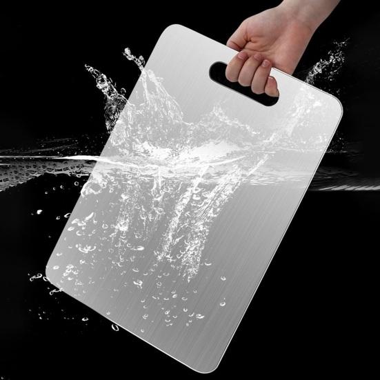 Stainless Steel Cutting Board Double Sided Chopping Board for Kitchen Easy Grip Handle Large Versatile Food Prep Board for Meat Veggies Fruits