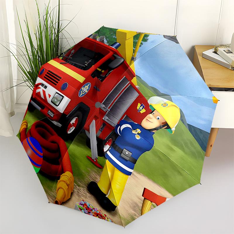 

Fireman Fire trucks Themed Travel Umbrella-8 Ribs Automatic Opening and Closing, Portable Folding Design, Compact and Stylish Umbrella Suita