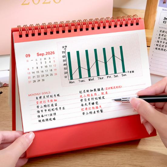 2026 Desk Calendar JAN 2026 - DEC 2026 Standing Flip Desktop Calendar 12 Months Planner with Twin-Wire Binding for Home Office School