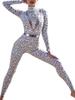 Grenzüberschreitender Body mit Perlen und Strasssteinen, Langarm - Sexy, Schlankmachendes Performance-Kostüm