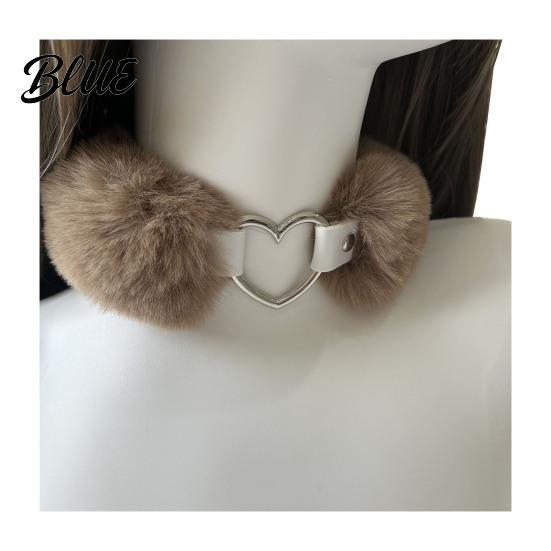 Eleganter Schmuck Flauschiger Choker-Kragen Abnehmbare Flauschige Halskette Legierung Herz
