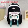 Cute Color Blocked Letter Printed Student Leisure Backpack With Pendant Plush