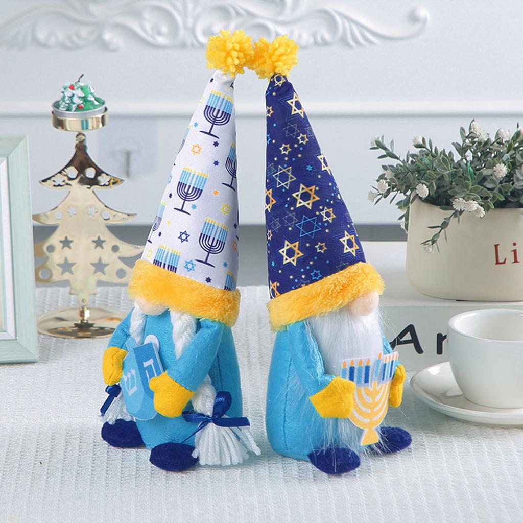 Hanukkah Gnomes Plush Chanukah Decorations Dwarf Doll Figurine for Farmhouse Kitchen Tiered Tray Scandinavian Tomtes