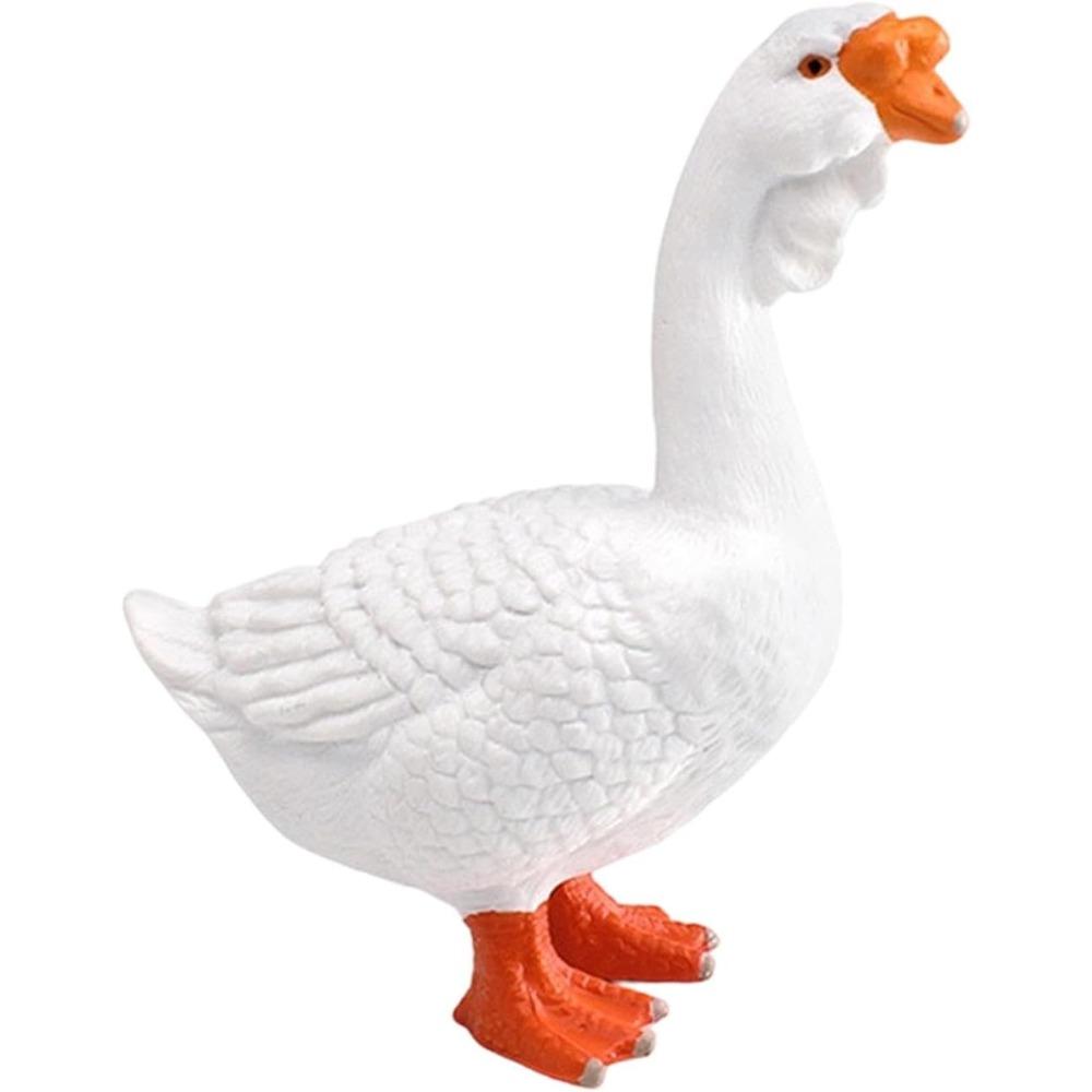 Simulation Goose Animal Model Figurine Art Decoration Unique Realistic Duck Educational Toy Farm Animal Figure for Table Cabinet , White Goose