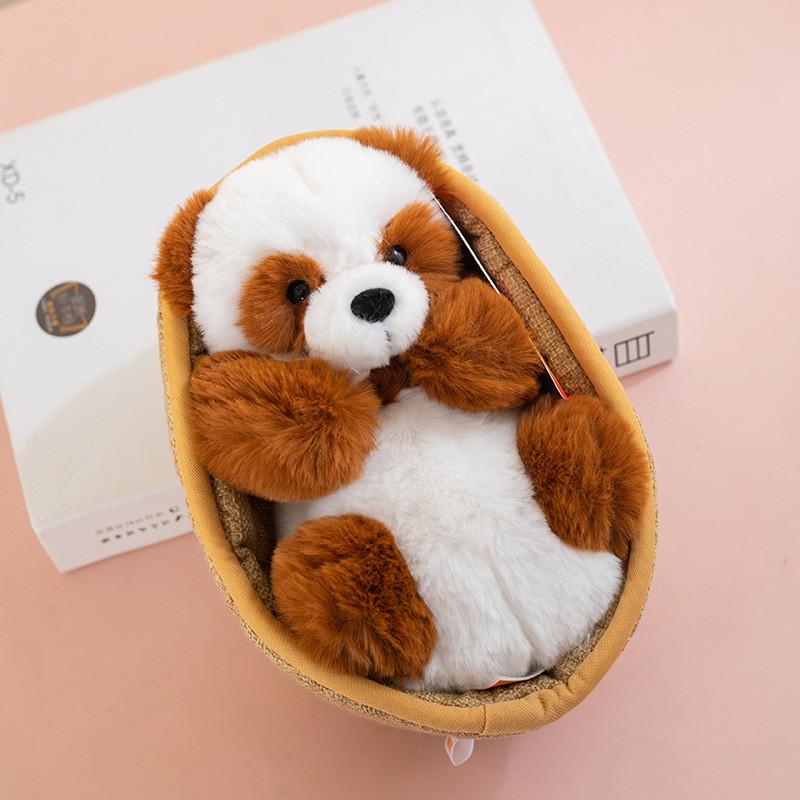 Cat Panda Raccoon And Hedgehog Plush Doll With Basket Design For Kids Gift