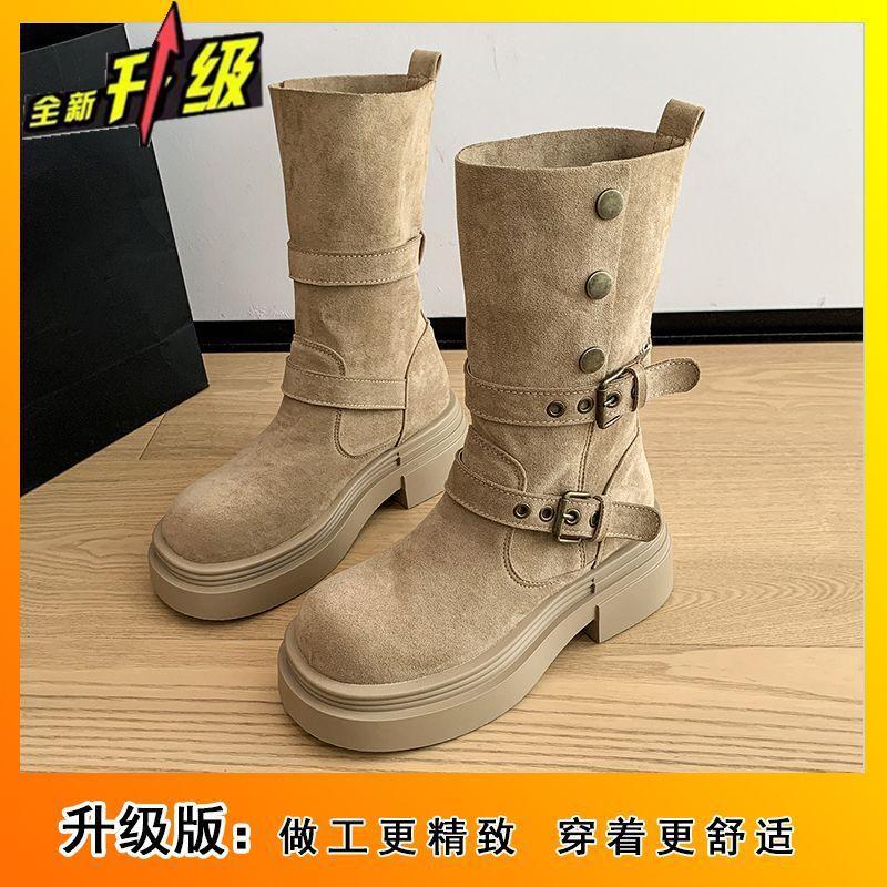Stylish and comfortable two-wear thick-soled medium boots 2025 autumn and winter new niche design sense small Martin boots women
