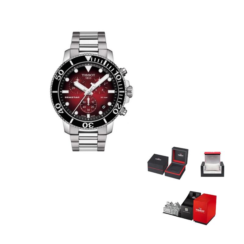 TISSOT Starfish Collection Quartz Movement Men s Watches Watch 45.5mm Red Watch Dial Stainless Steel Case T120.417.11.421.00 Red Watch Dial