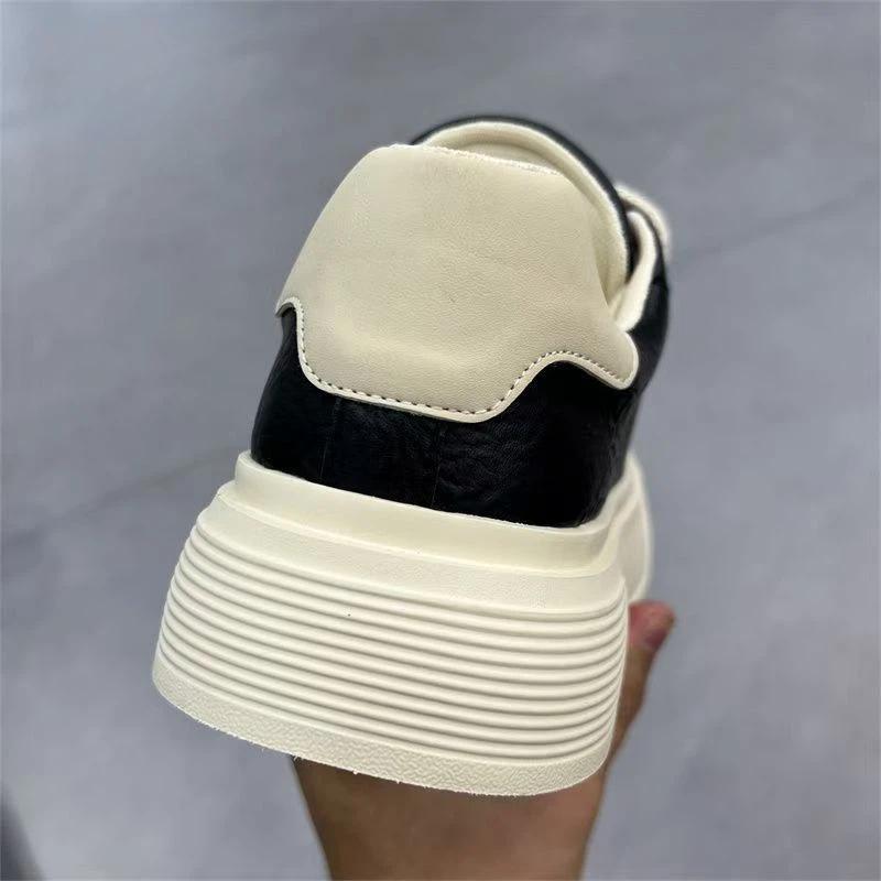 Men's Shoes Platform Casual Sneakers Student Board Shoes Black, Brown, White