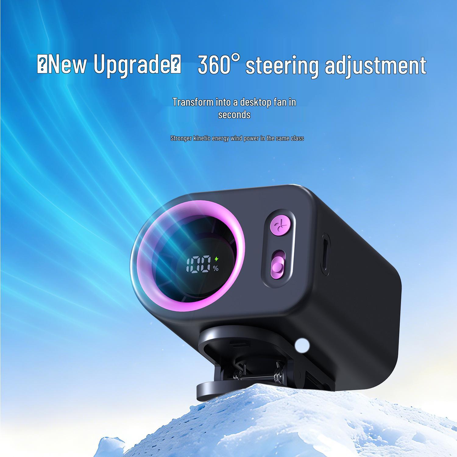 Mini Portable USB Clip-on Fan with Digital Display 69*63*61 темно-серого